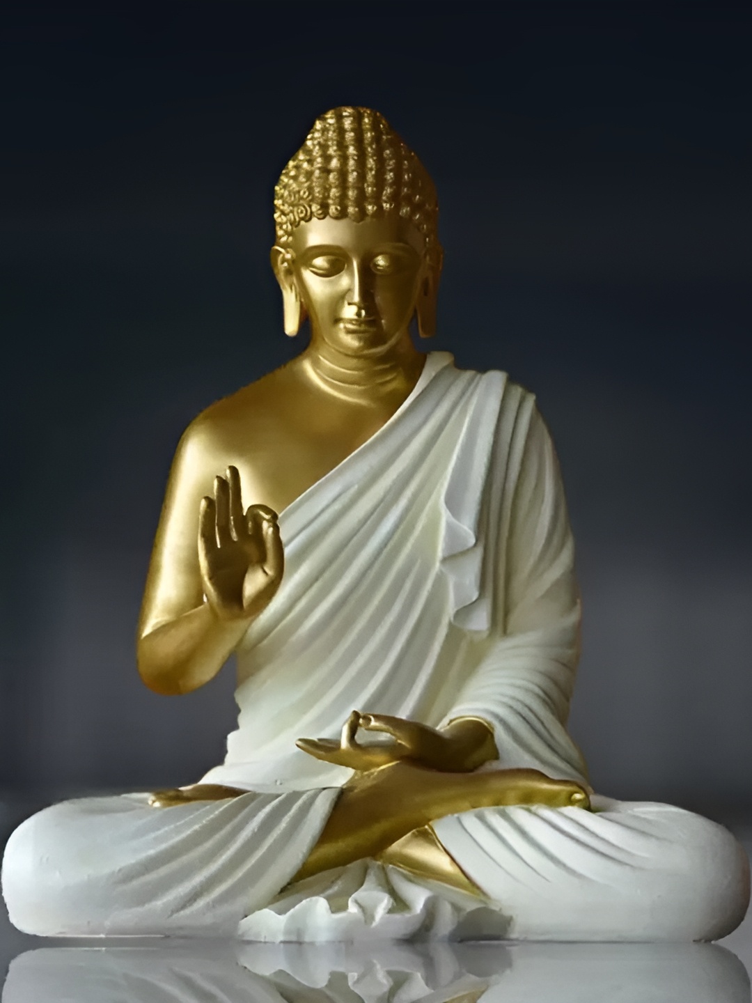 

SANKALAN CREATIONS White & Gold Toned Meditating Buddha Idol Showpiece