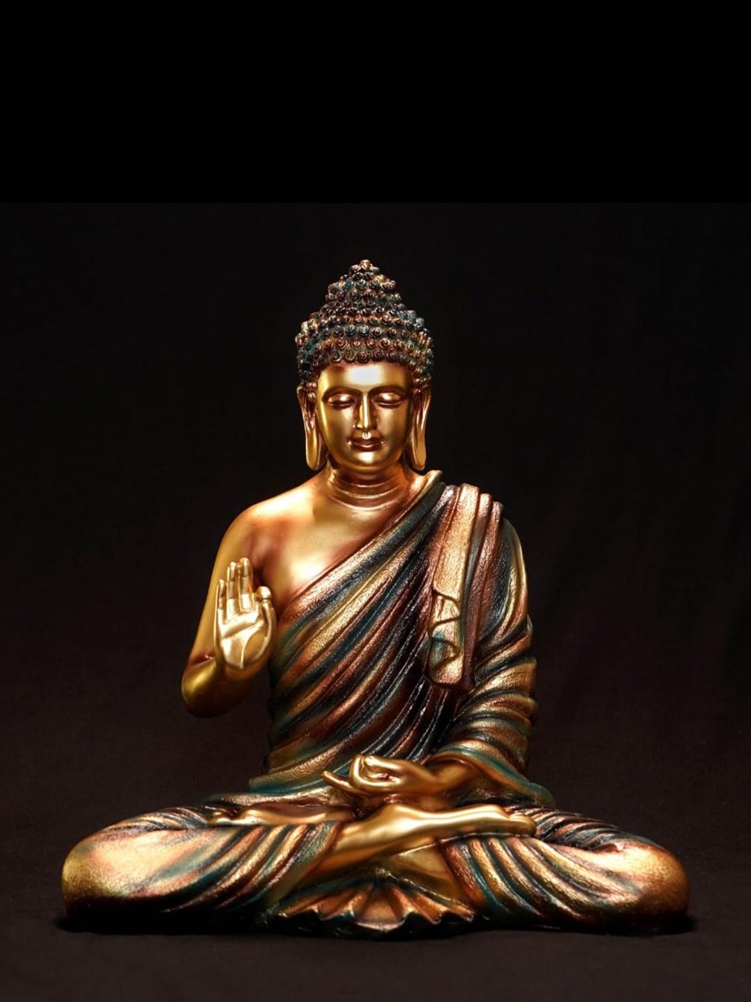 

SANKALAN CREATIONS Gold Toned & Black Meditating Buddha Idol Showpiece