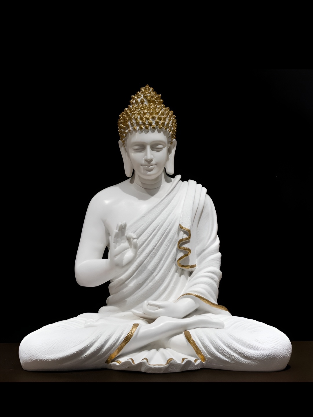 

SANKALAN CREATIONS Gold Toned & White Meditating Buddha Idol Showpiece