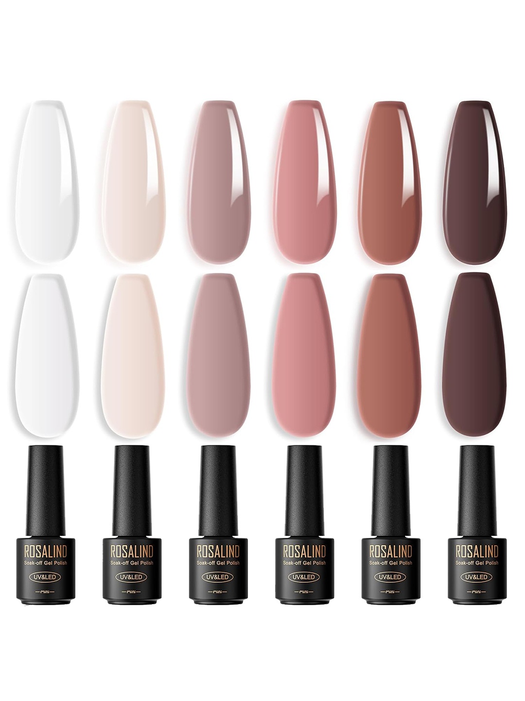

ROSALIND Set Of 6 UV & LED Soak Off Gel Polish - 7ml Each - RATC6-012, Multi