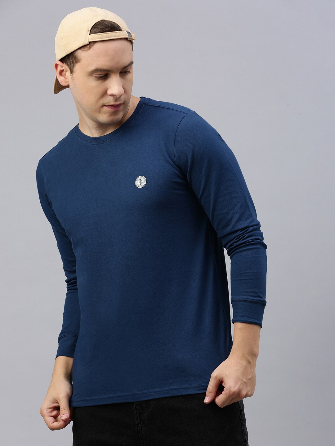 

ZEDD Round Neck Long Sleeves Regular Fit T-shirt, Blue