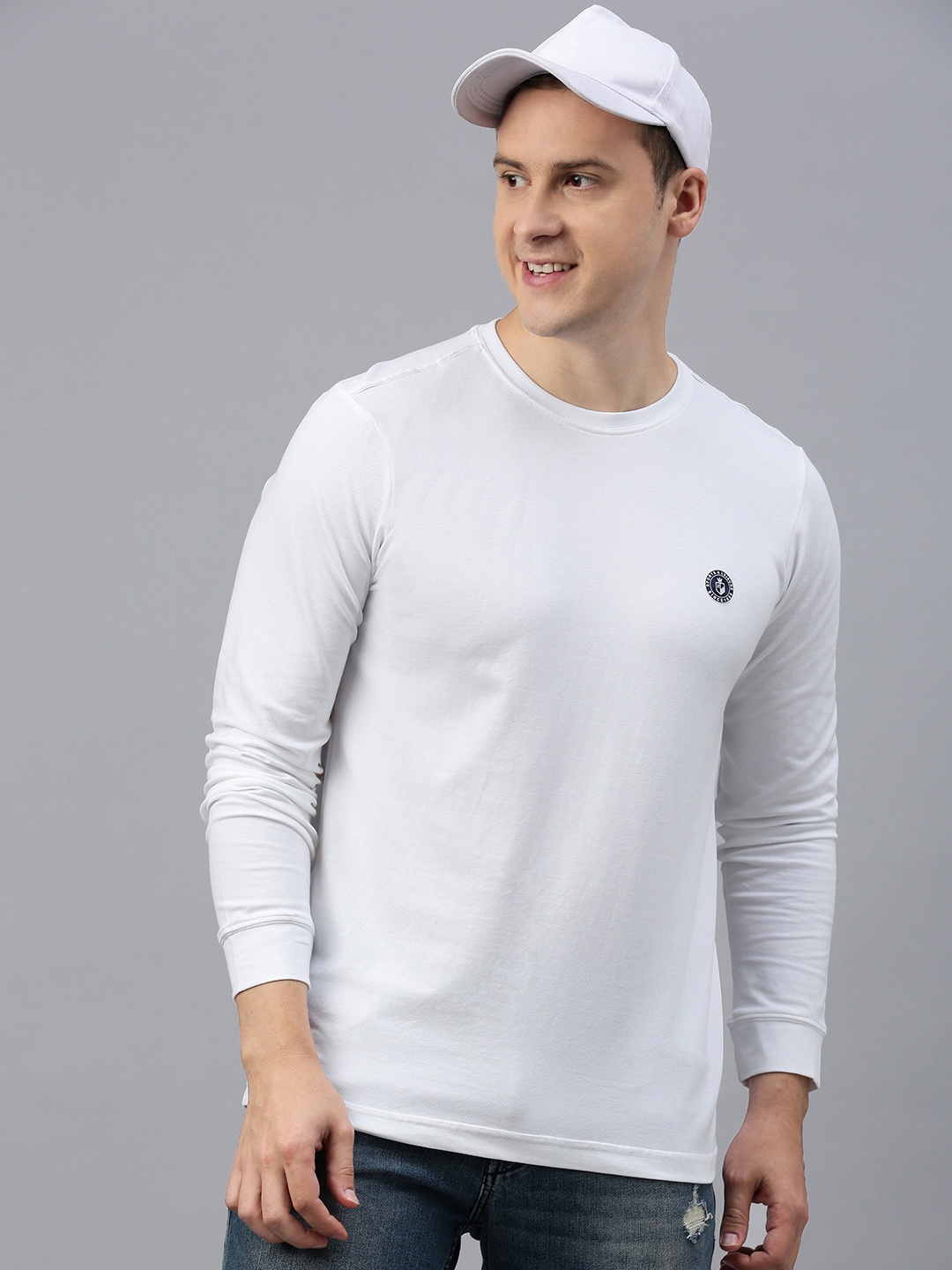 

ZEDD Round Neck Long Sleeves Regular Fit T-shirt, White