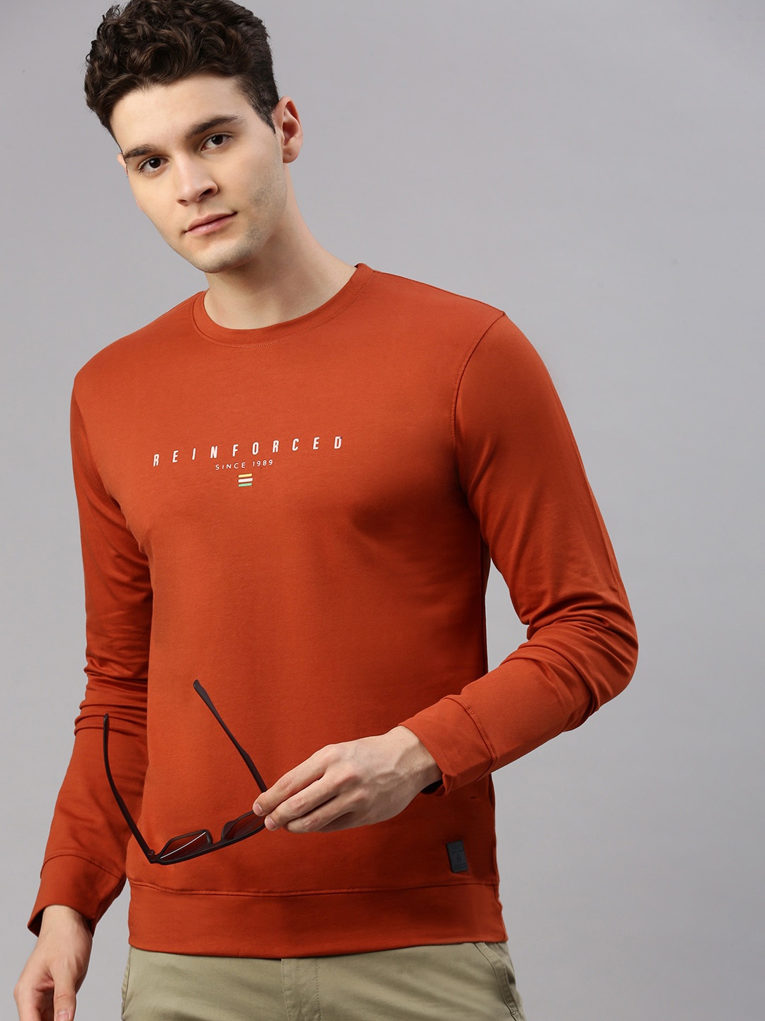 

ZEDD Typography Printed Regular Fit Cotton Sweatshirt, Orange