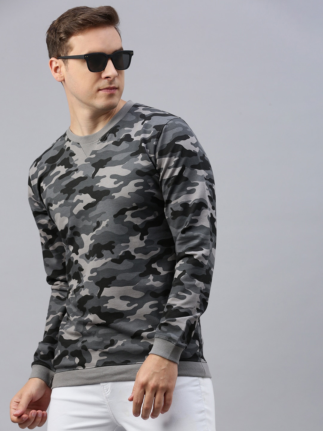 

ZEDD Camouflage Printed Round Neck Long Sleeves Regular Fit T-shirt, Blue