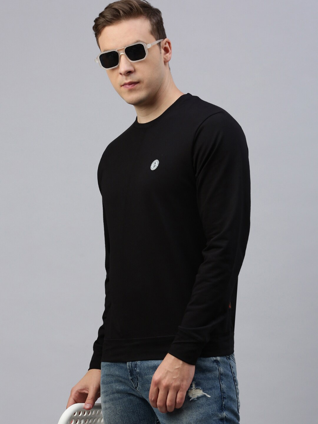 

ZEDD Round Neck Cotton Sweatshirt, Black