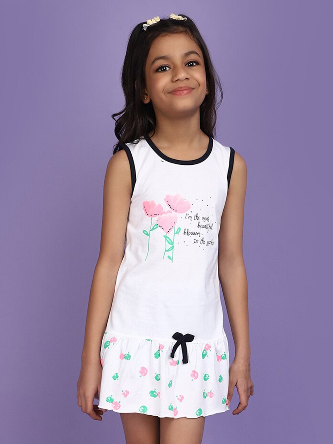 

V-Mart Girls Floral Printed Mini A-Line Dress, White