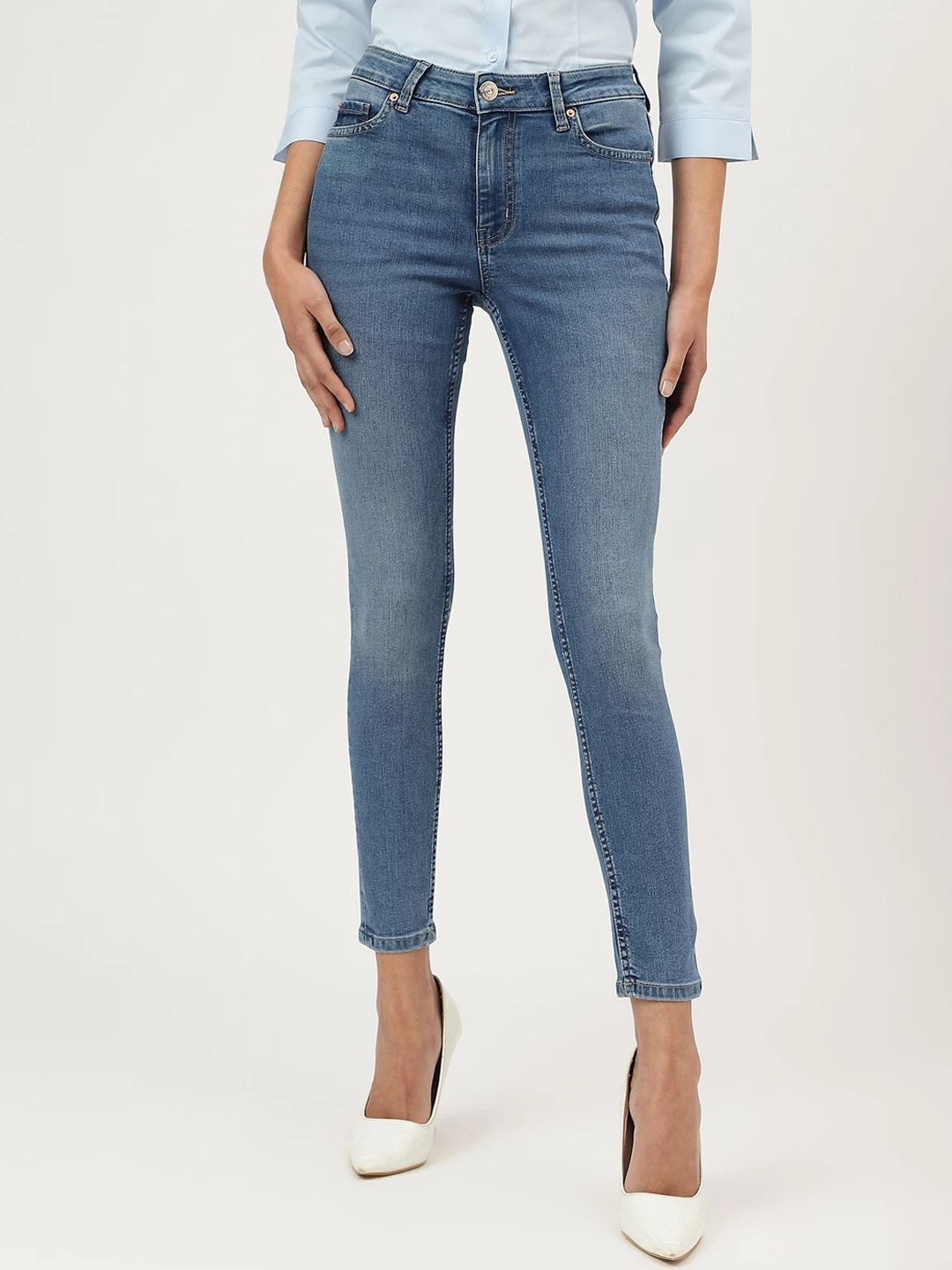 

Marks & Spencer Women Mid Rise Skinny Fit High-Rise Stretchable Jeans, Blue