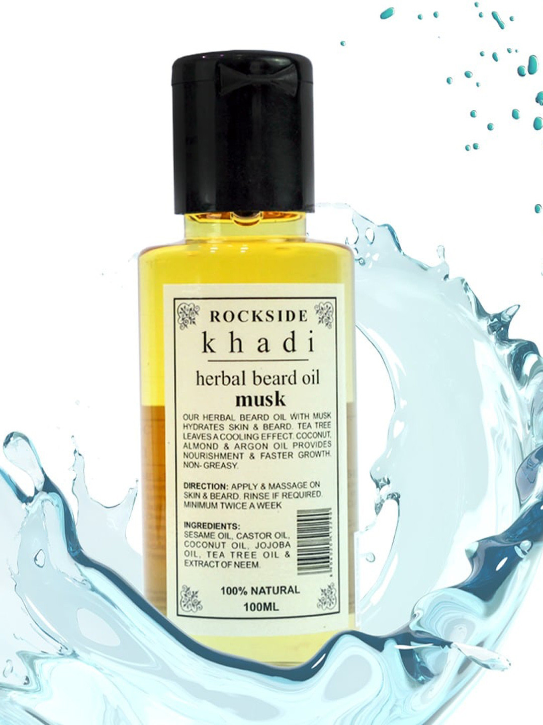 

ROCKSIDE KHADI Set Of 3 Musk Herbal Beard Oil - 100ml, Yellow