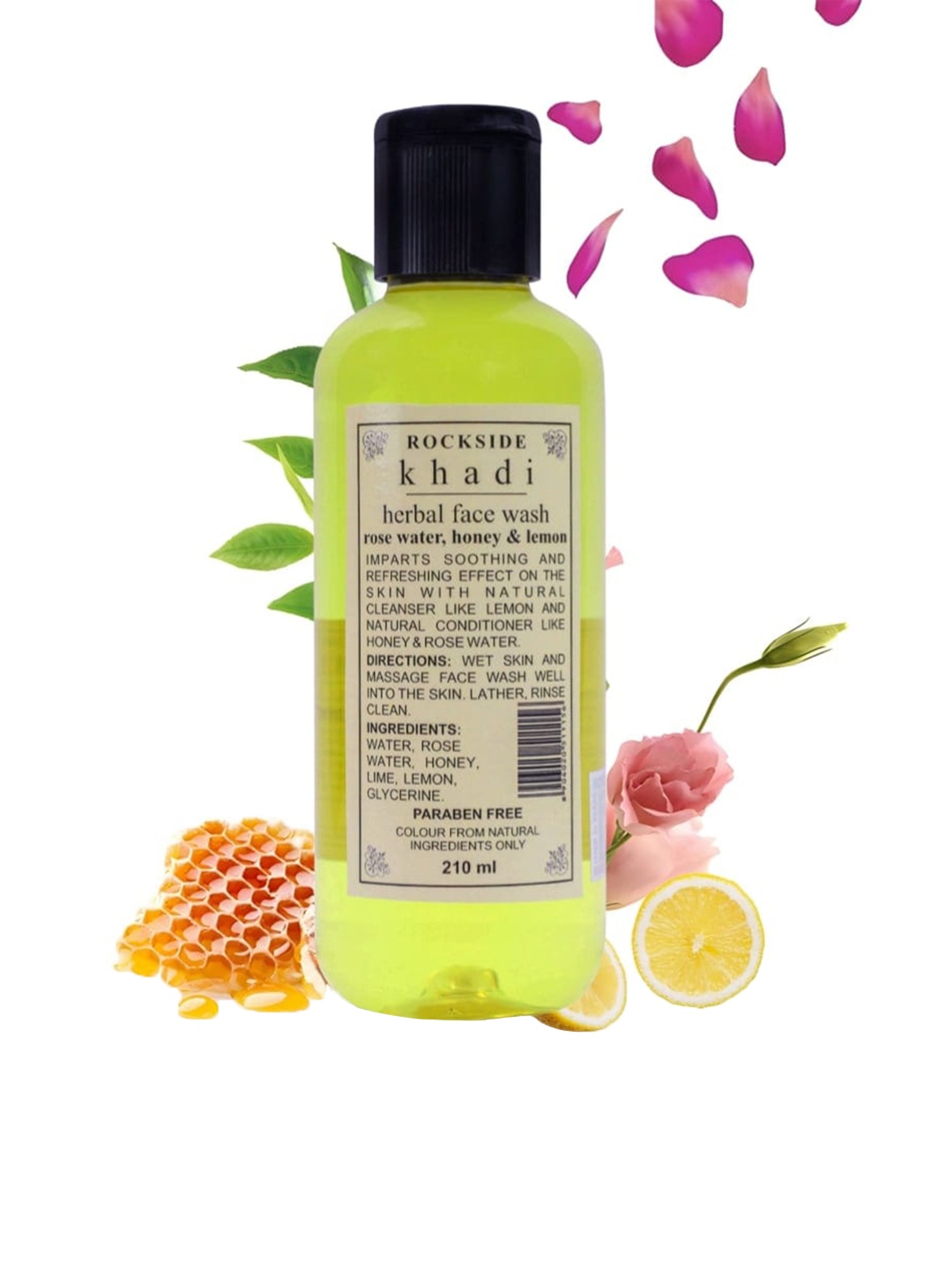 

ROCKSIDE KHADI Set of 3 Herbal Face Wash With Rose Water & Honey - 210ml Each, Yellow