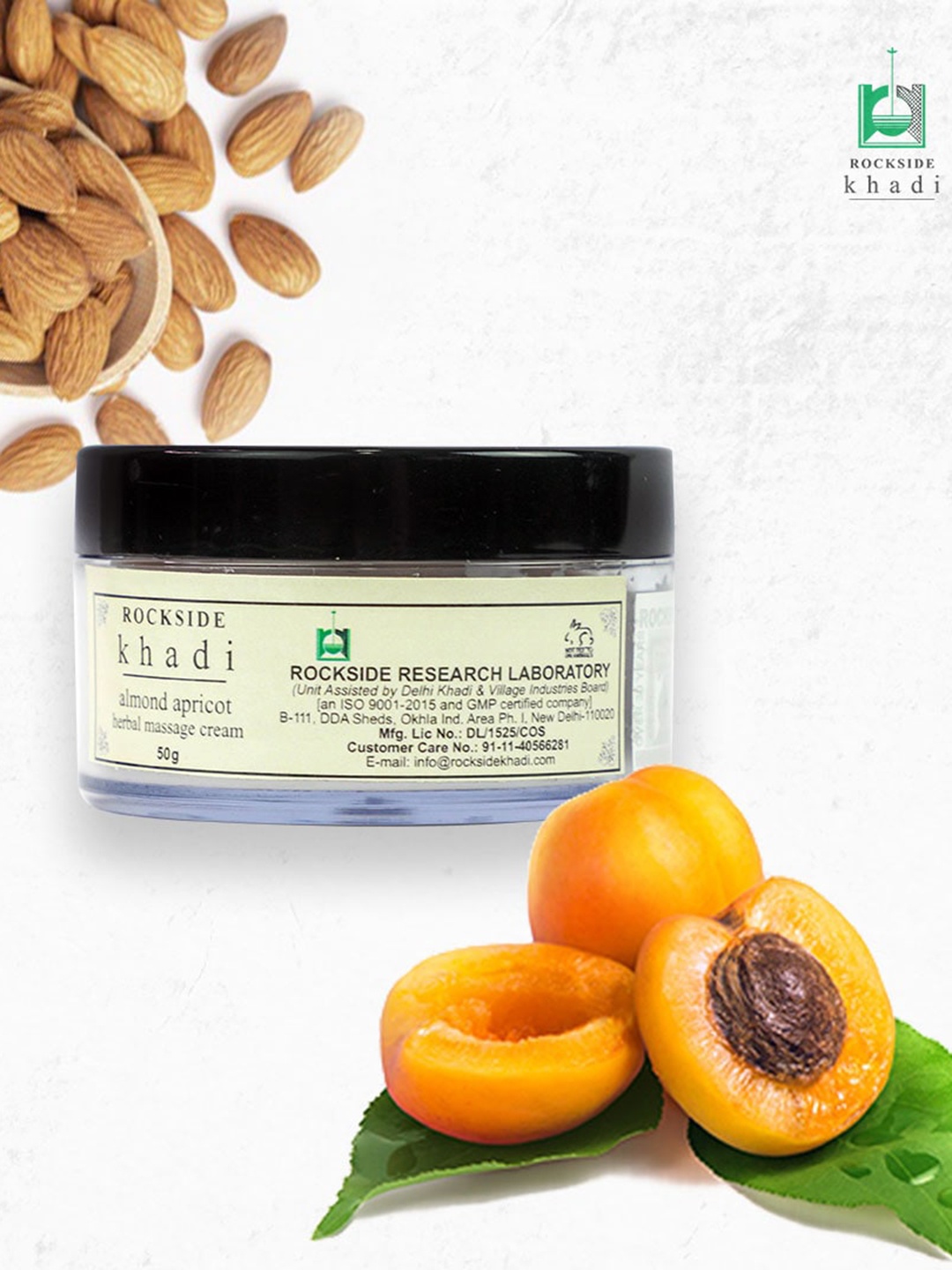 

ROCKSIDE KHADI Set of 3 Almond Apricot Herbal Massage Cream - 50g Each, White