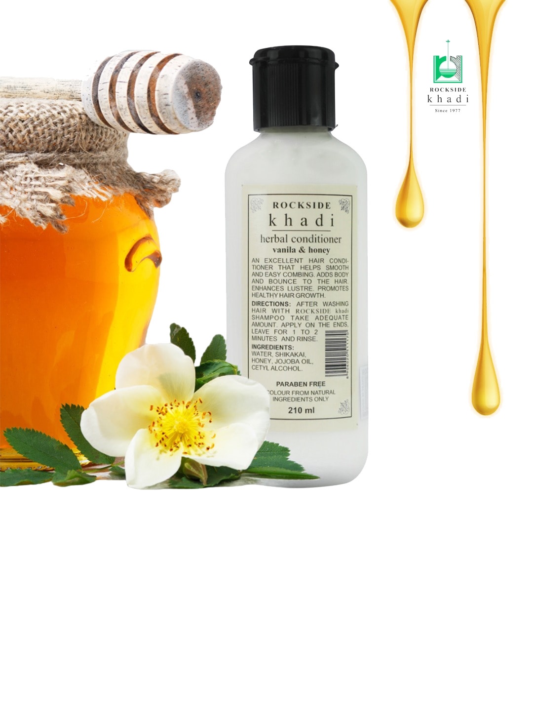 

ROCKSIDE KHADI Set of 3 Vanilla & Honey Herbal Hair Conditioner - 210ml Each, White