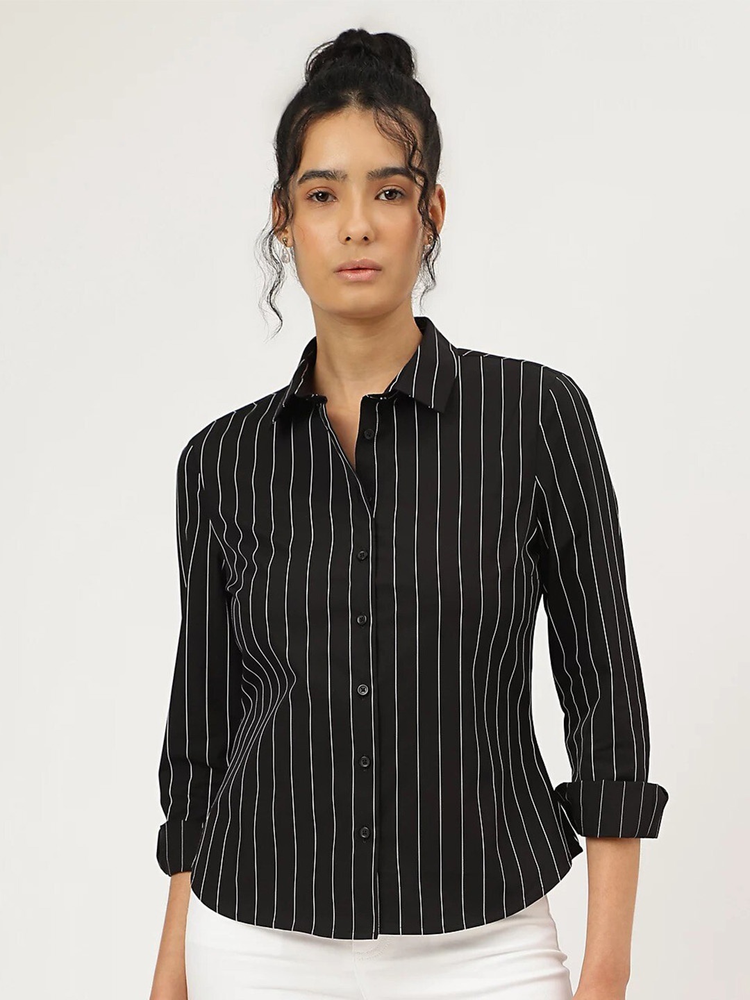 

Marks & Spencer Striped Spread Collar Casual Shirt, Black