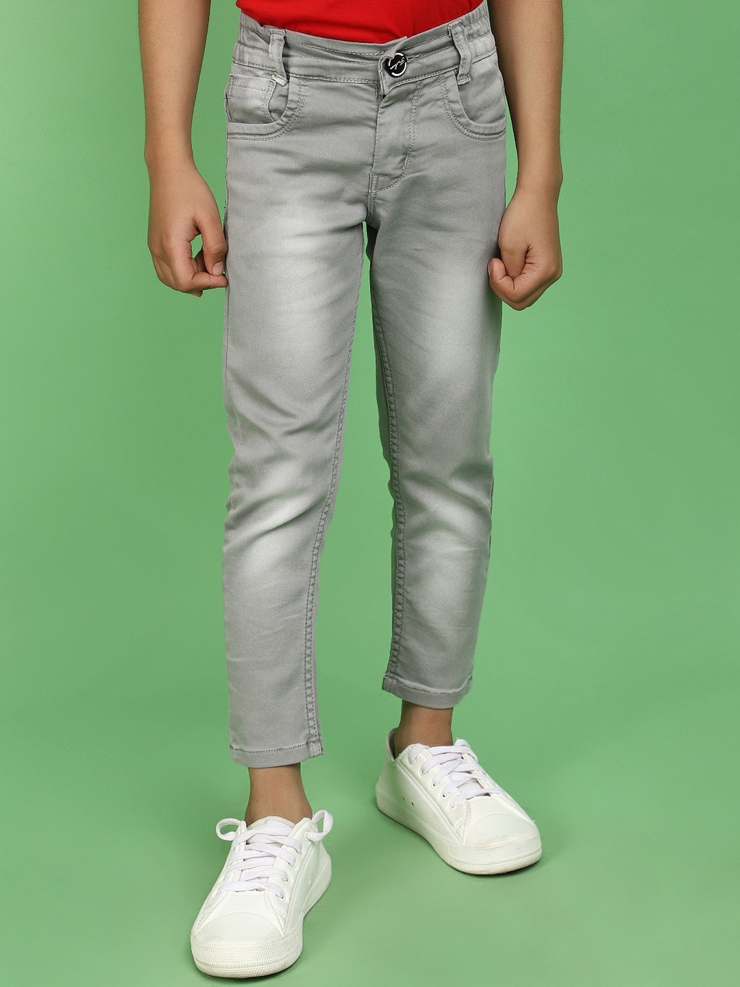 

V-Mart Boys Mid-Rise Clean Look Heavy Fade Jeans, Grey
