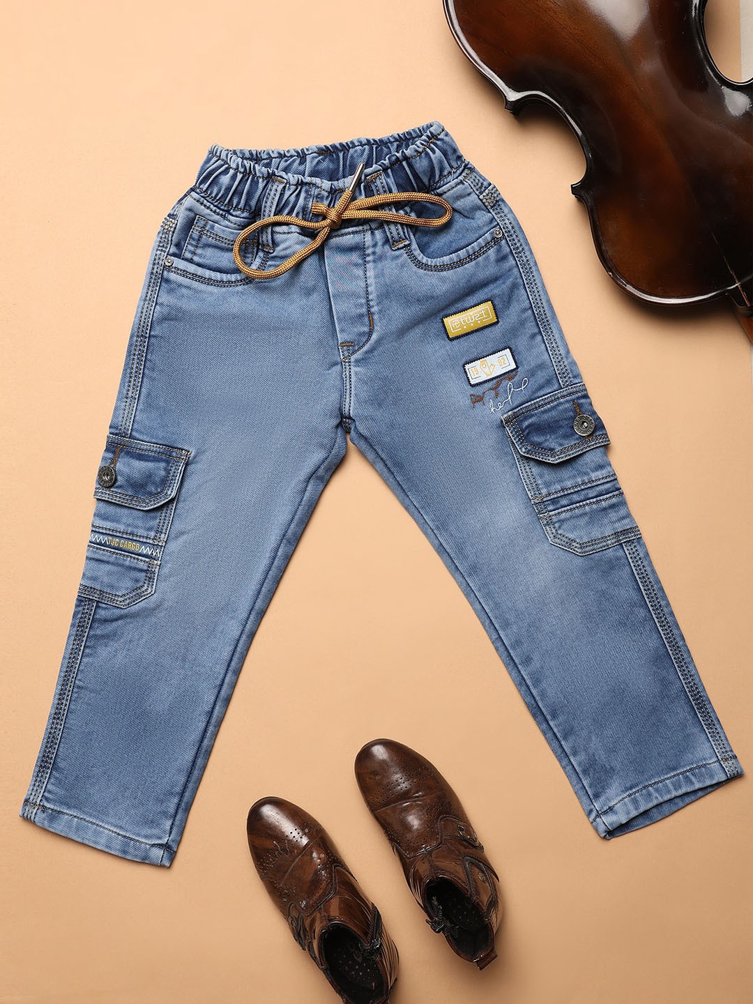 

V-Mart Boys Mid-Rise Mildly Distressed Light Fade Jeans, Blue