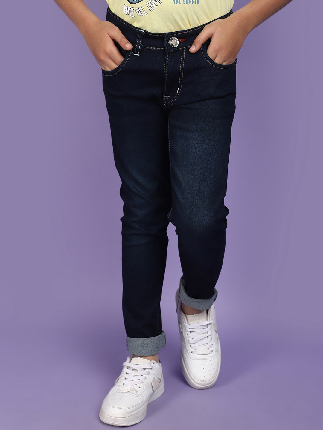 

V-Mart Boys Mid-Rise Low Distress Jeans, Blue