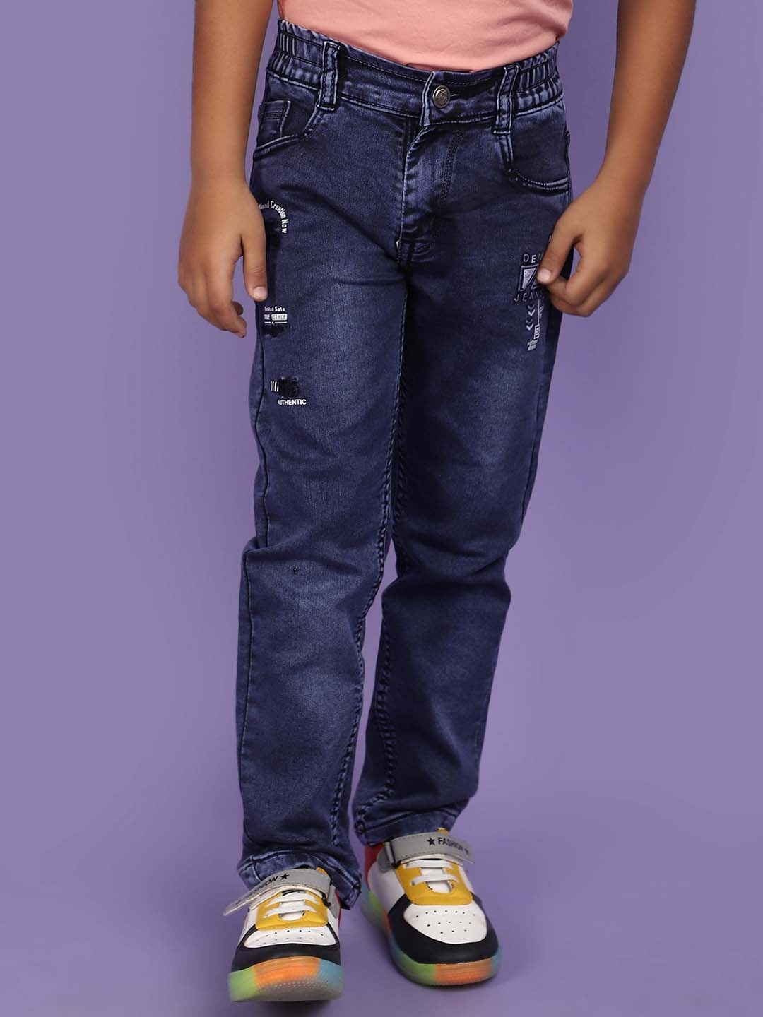 

V-Mart Boys Mid-Rise Low Distress Light Fade Jeans, Blue