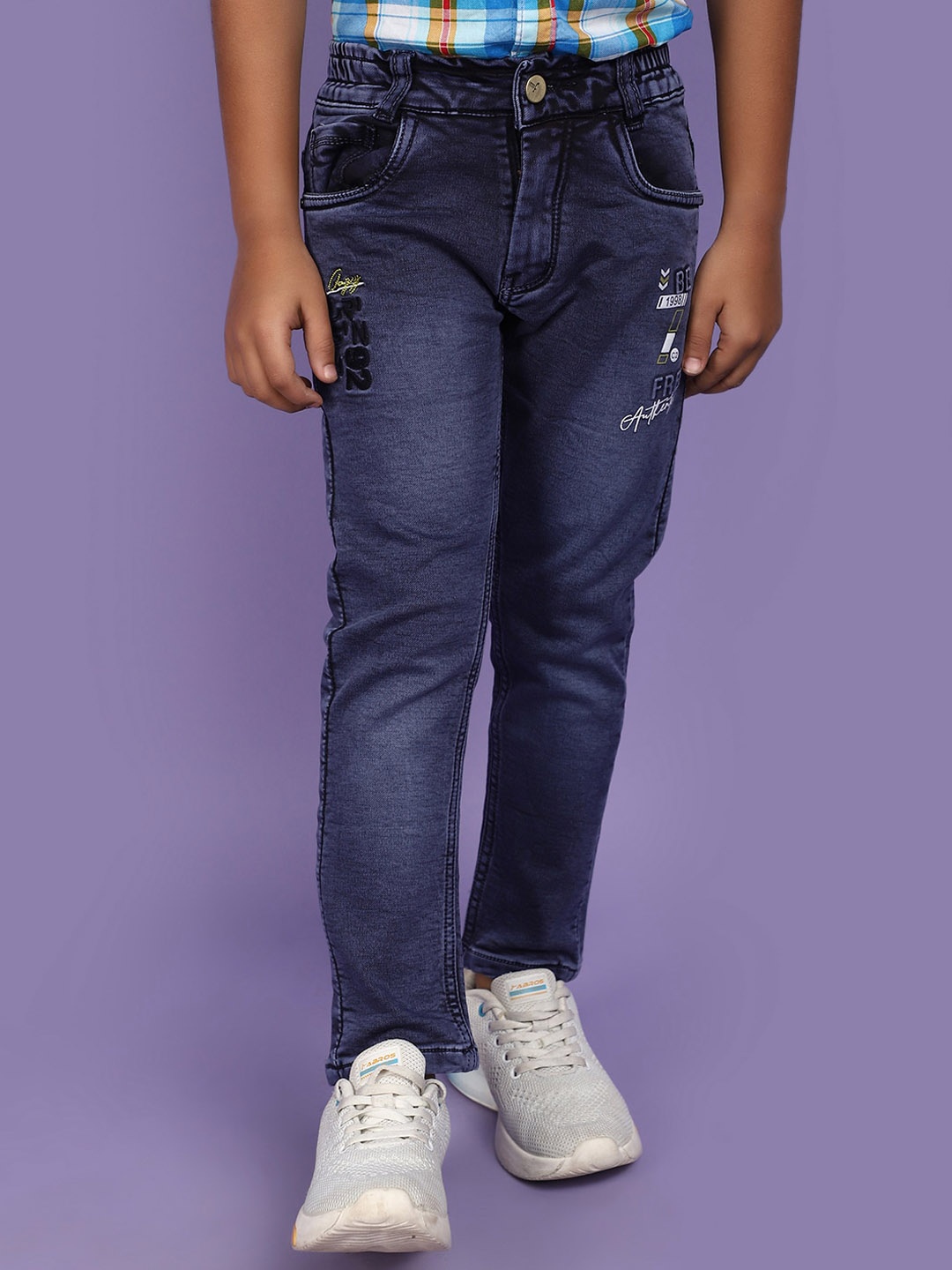 

V-Mart Boys Low Distress Light Fade Cotton Jeans, Blue
