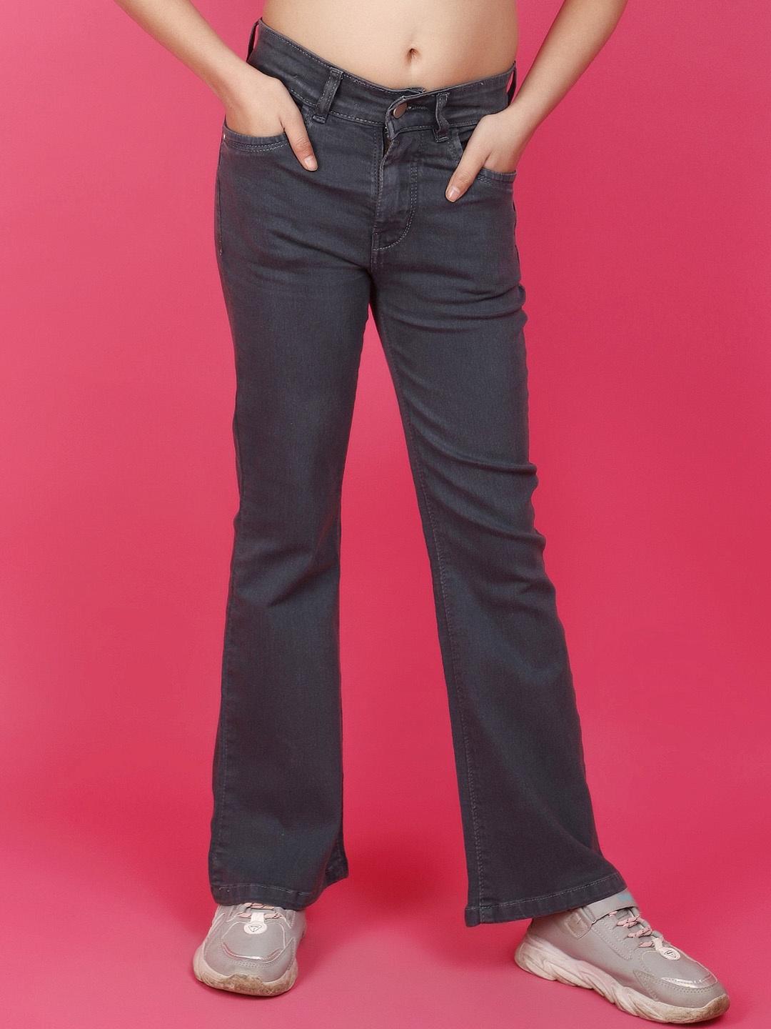 

V-Mart Girls Cotton Jeans, Grey