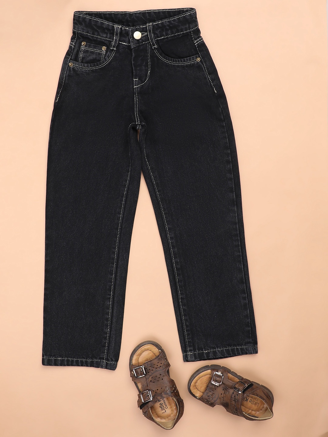 

V-Mart Girls Mid Rise Cotton Jeans, Black