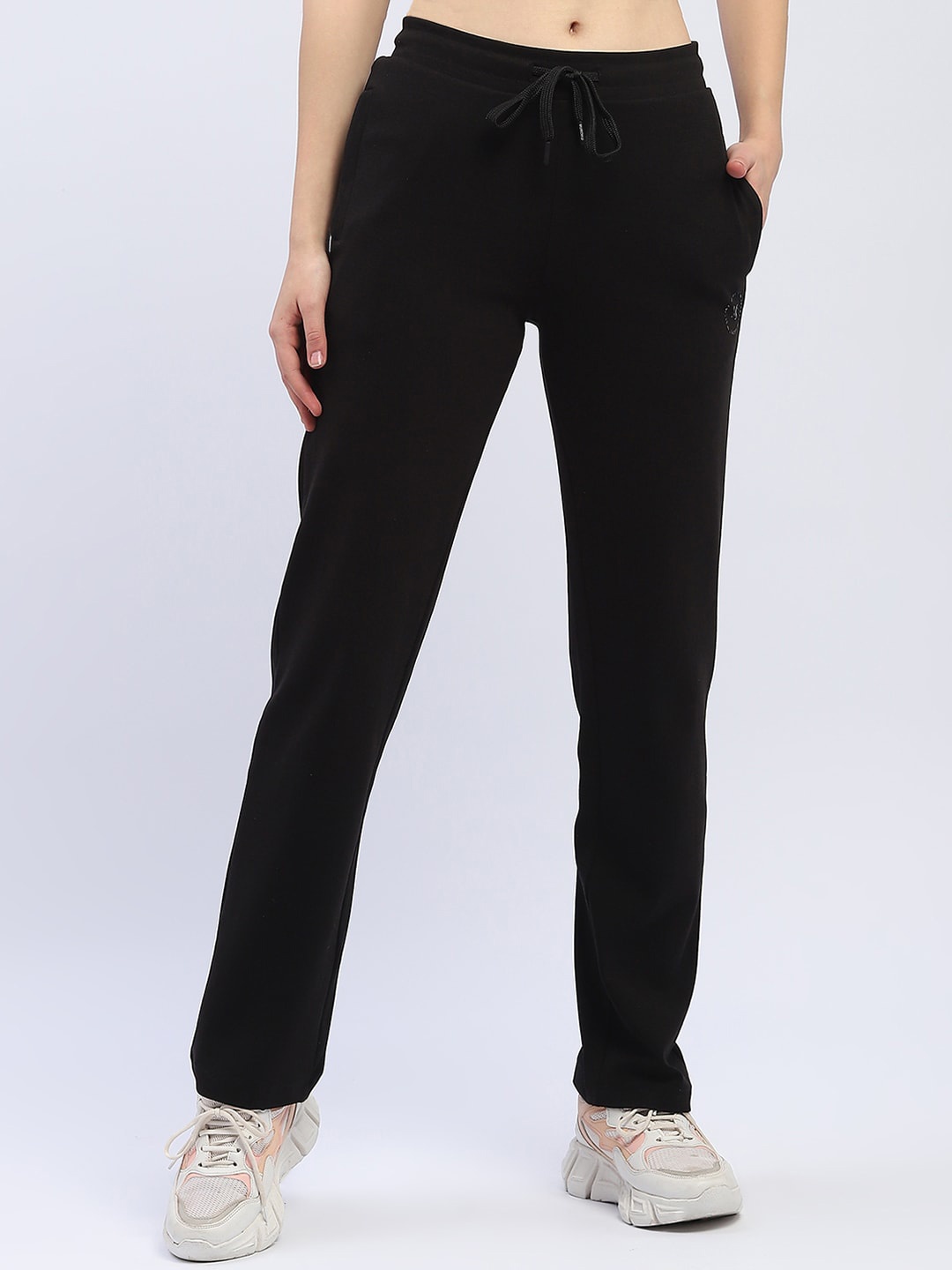 

MADAME M SECRET Mid Rise Track Pants, Black