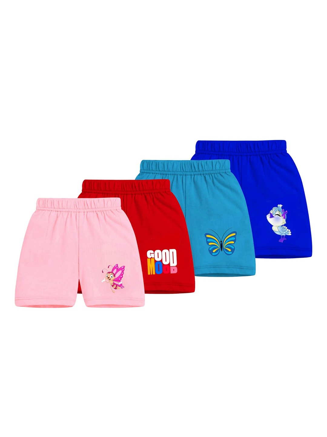 

BAESD Kids Pack Of 4 Low-Rise Cotton Sports Shorts, Blue