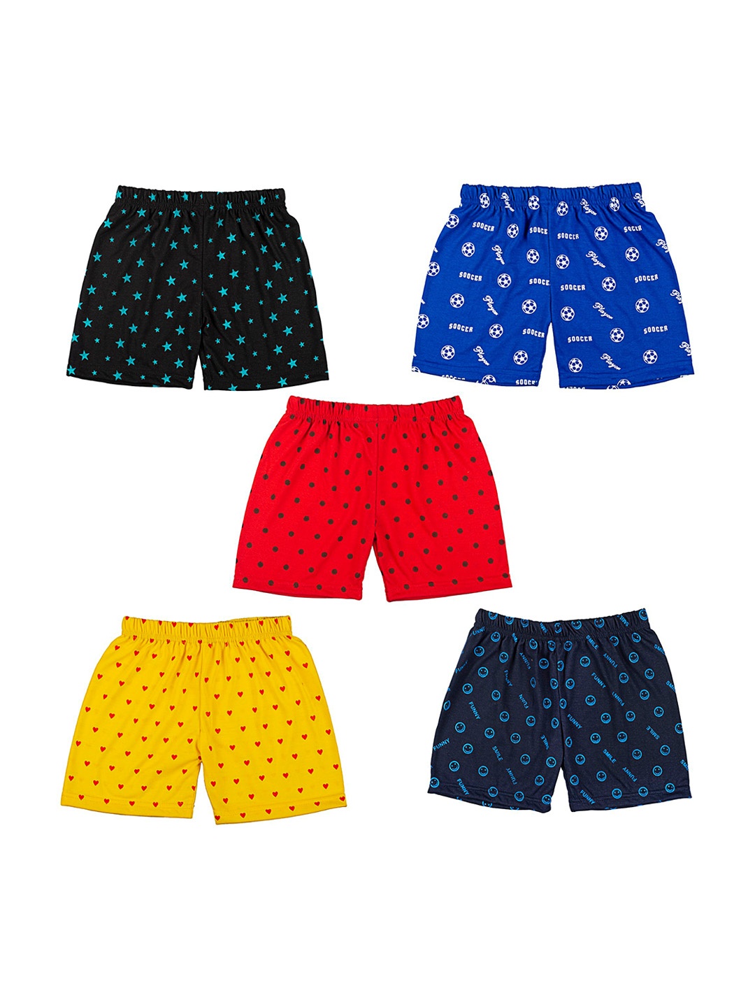 

BAESD Kids Pack Of 5 Printed Low-Rise Shorts, Blue