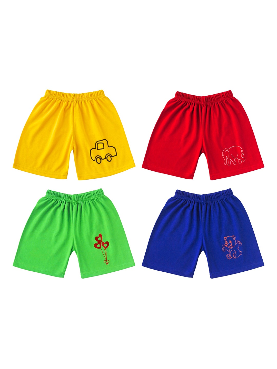 

BAESD Kids Pack Of 4 Low-Rise Cotton Shorts, Yellow