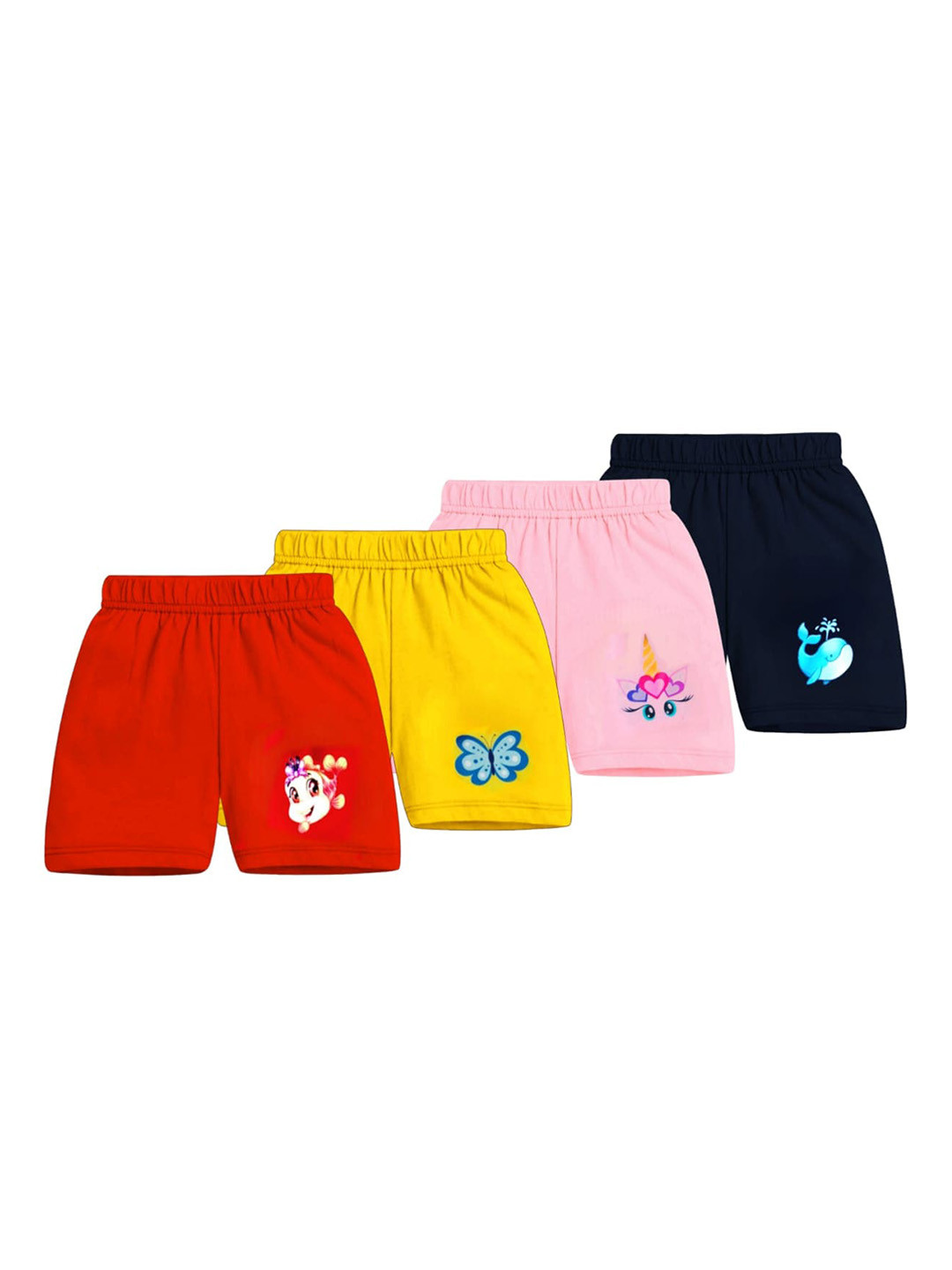 

BAESD Kids Pack Of 4 Low-Rise Cotton Sports Shorts, Red