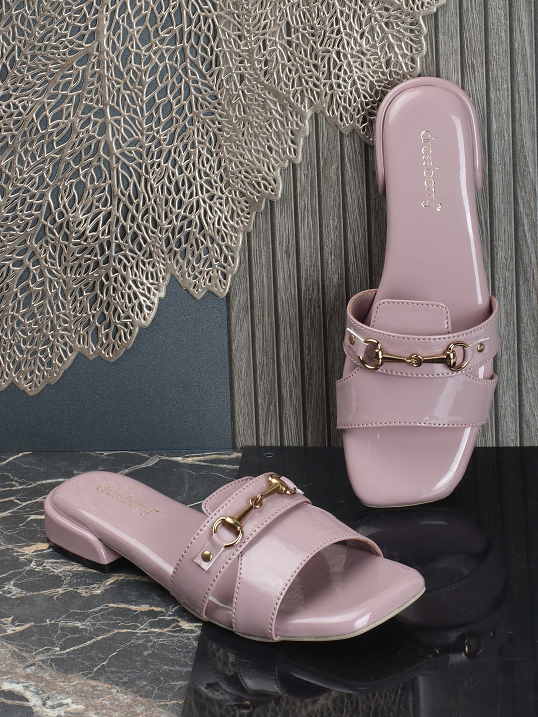 

DressBerry Pink Embellished Open Toe Block Heels