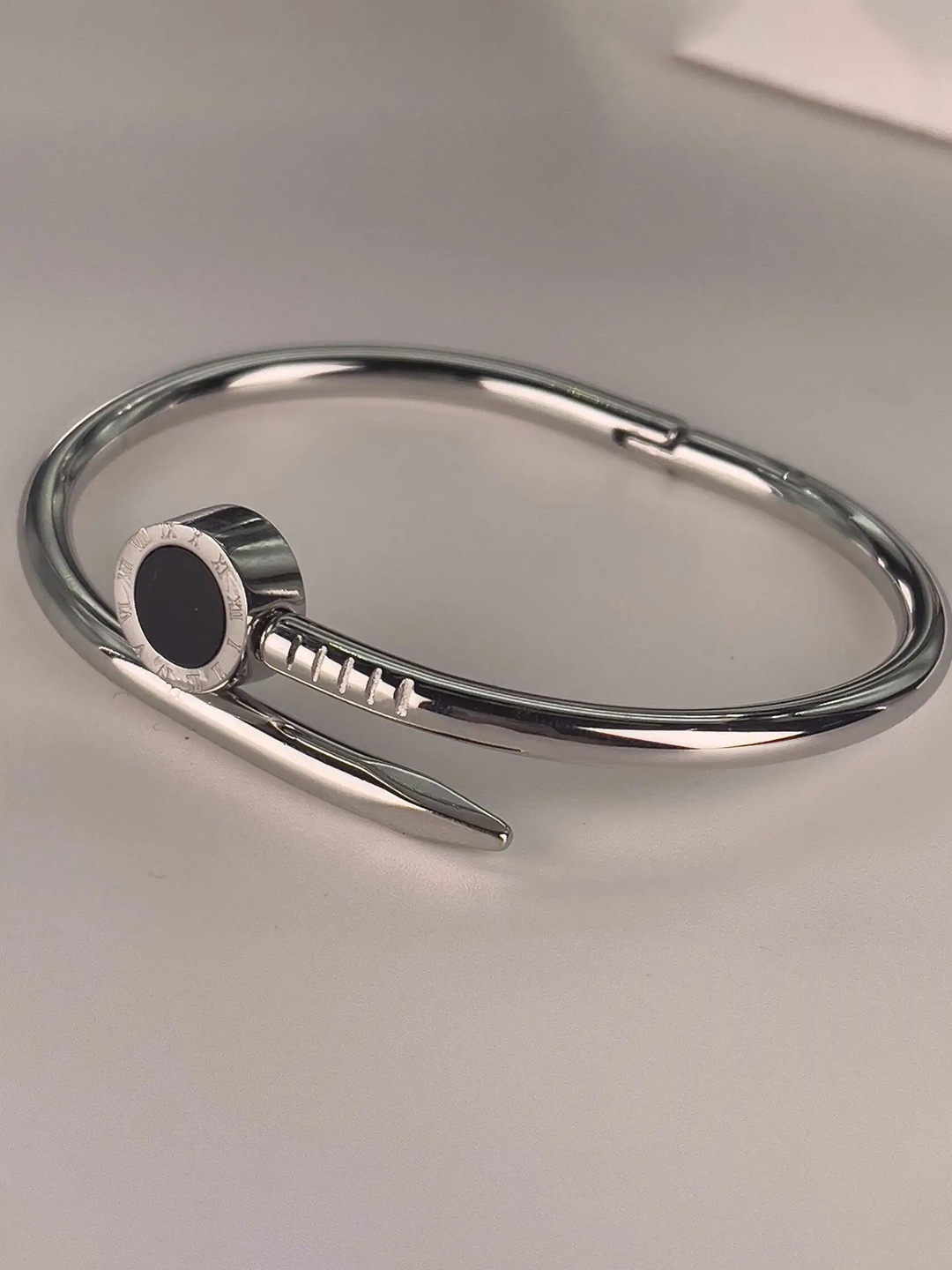 

MEENAZ Silver Plated Stainless Steel Kada Bracelet