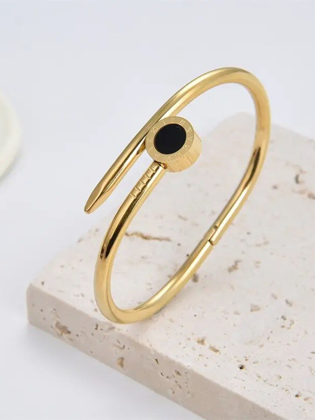 

MEENAZ Gold-Plated Stainless Steel Kada Bracelet