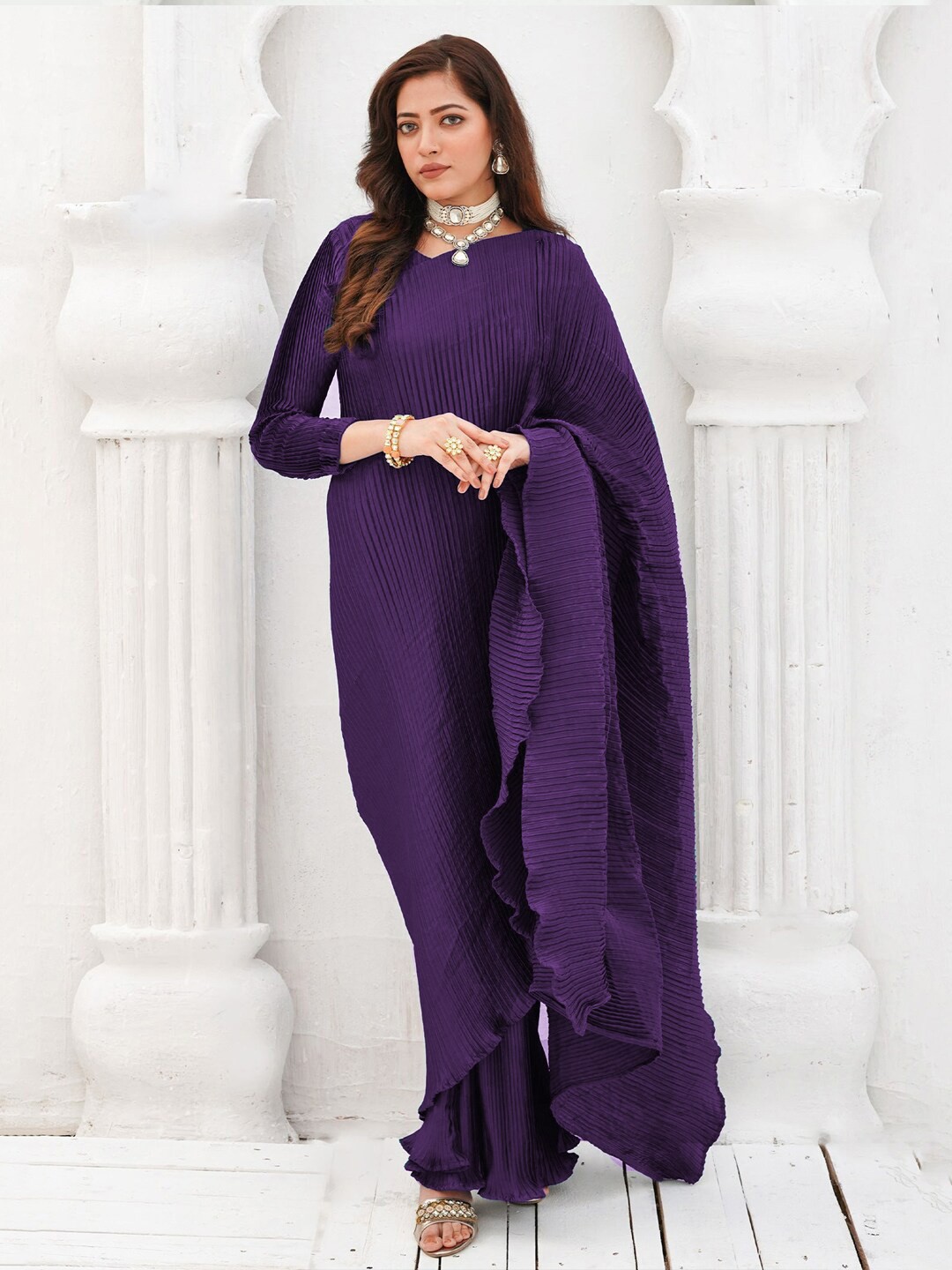 

BAESD Self Designed Saree, Purple