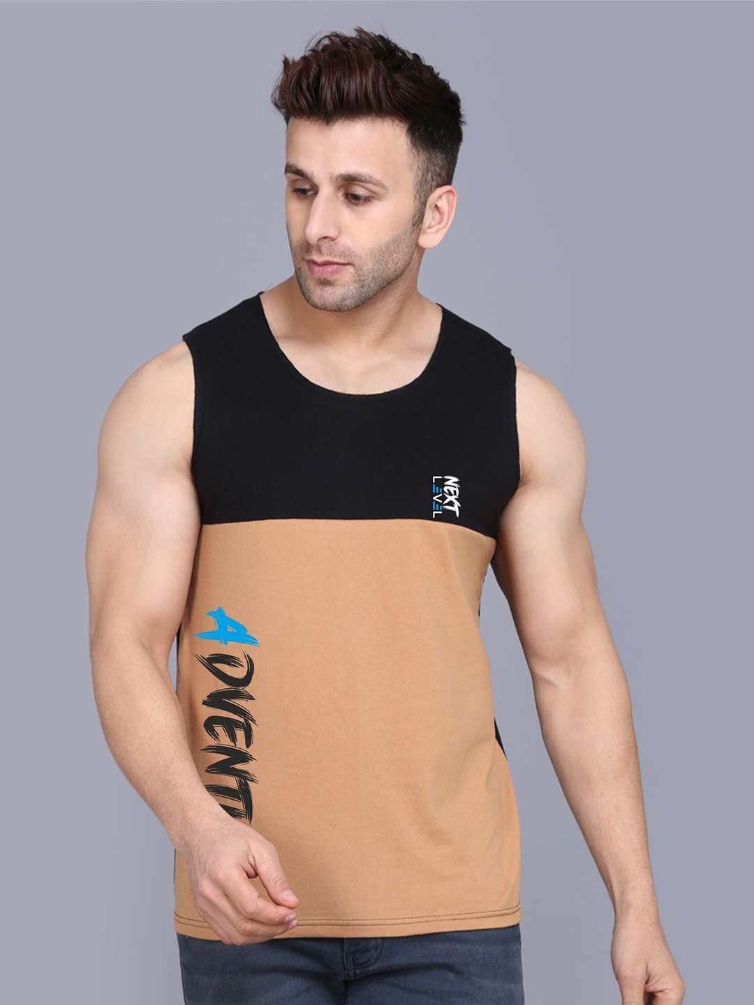 

SLOWLORIS Colourblocked Bio-Wash Gym InnerVest, Black