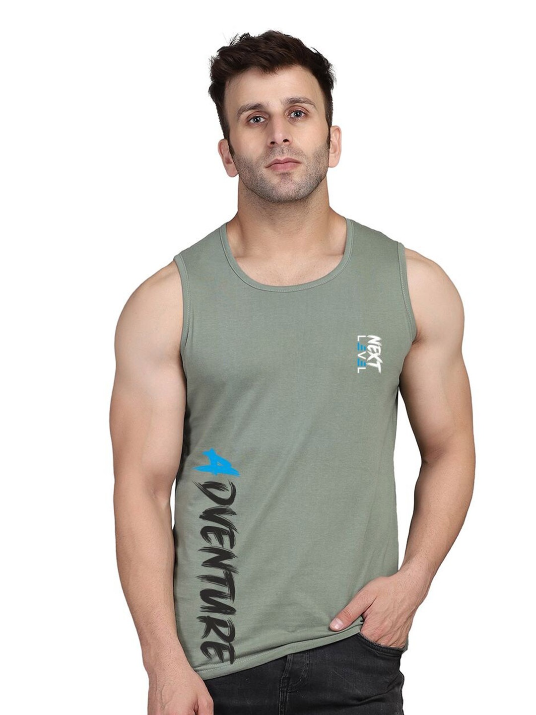 SLOWLORIS Cotton Bio-Wash Innerwear Vests, Green