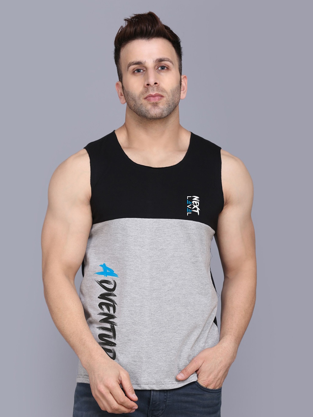 

SLOWLORIS Printed Bio-Wash Gym InnerVest, Black