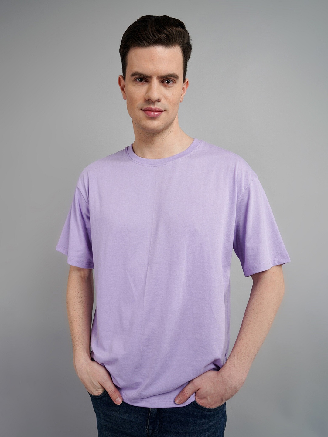

Frieza Drop Shoulder Sleeves Pure Cotton Oversized T-shirt, Lavender