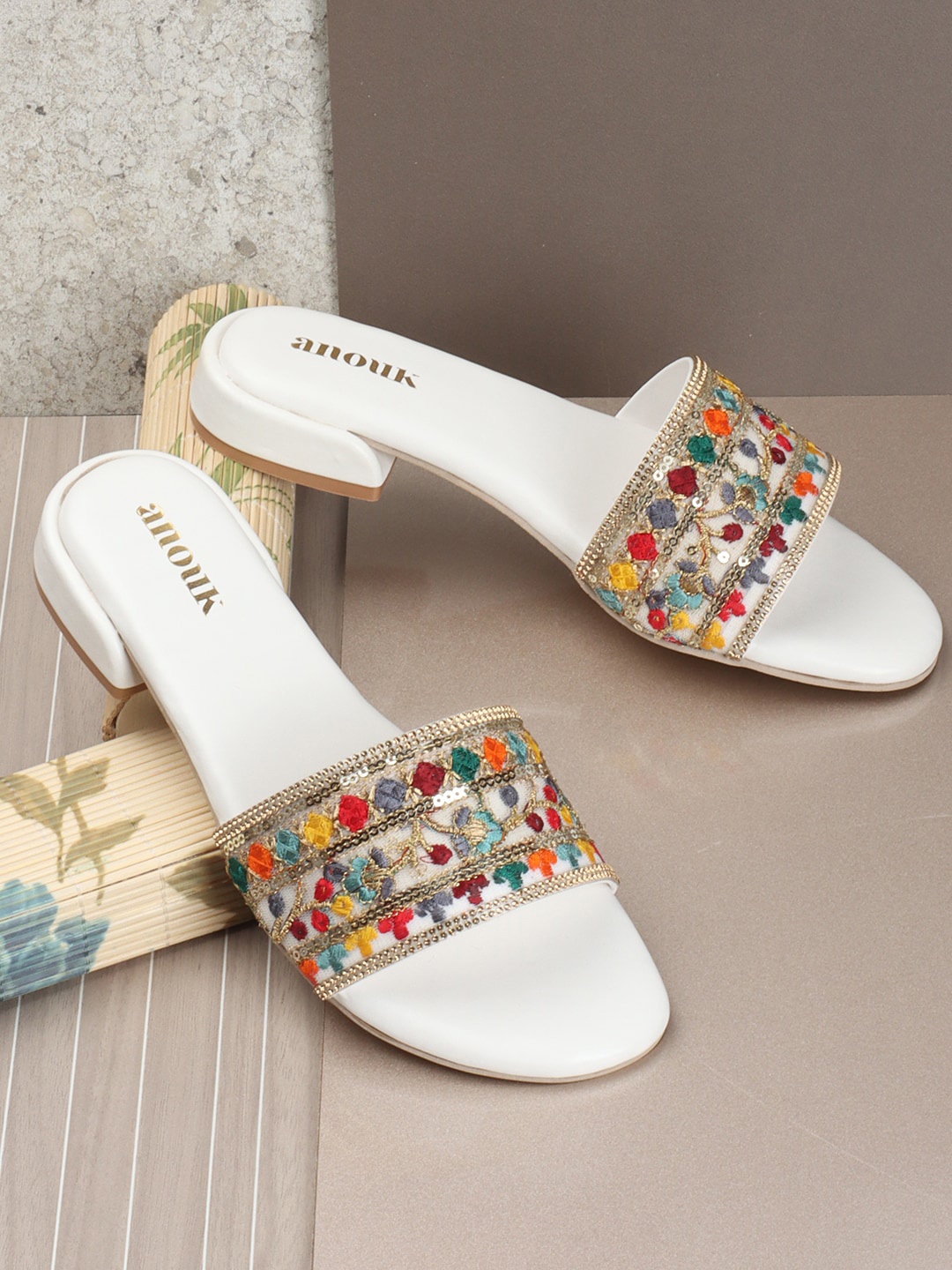 

Anouk Embellished Block Heels, White