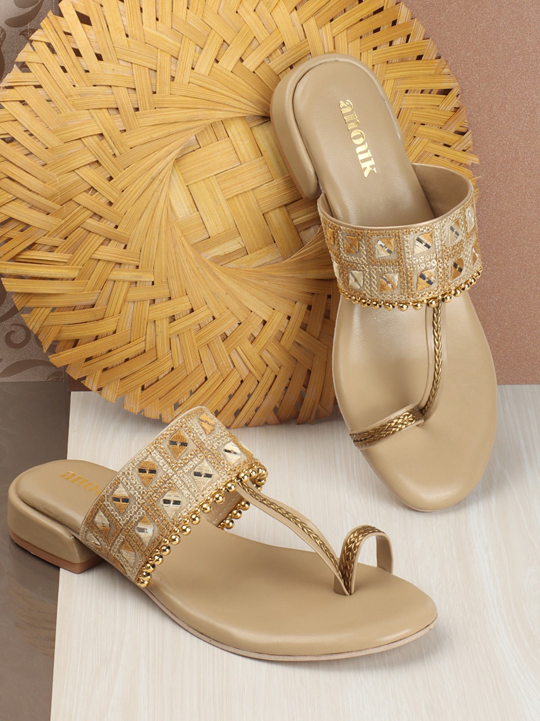 

Anouk Embellished Block Heels, Beige