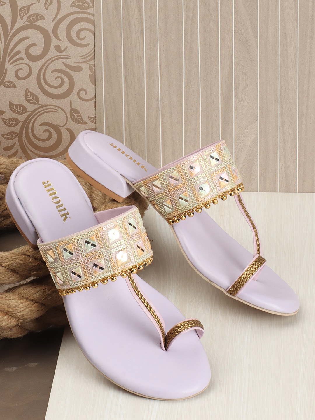 

Anouk Embellished Block Heels, Lavender