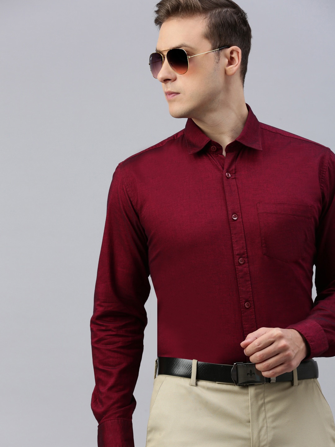 

ZEDD Classic Spread Collar Cotton Casual Shirt, Maroon