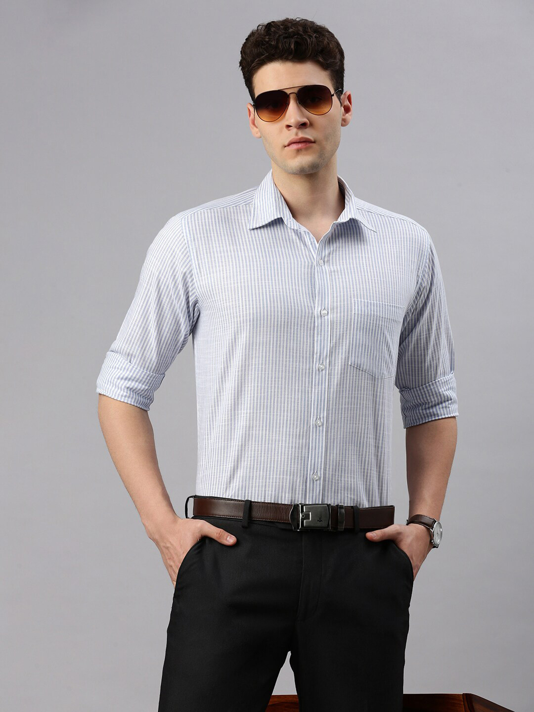 

ZEDD Classic Grid Tattersall Checks Opaque Cotton Casual Shirt, Blue