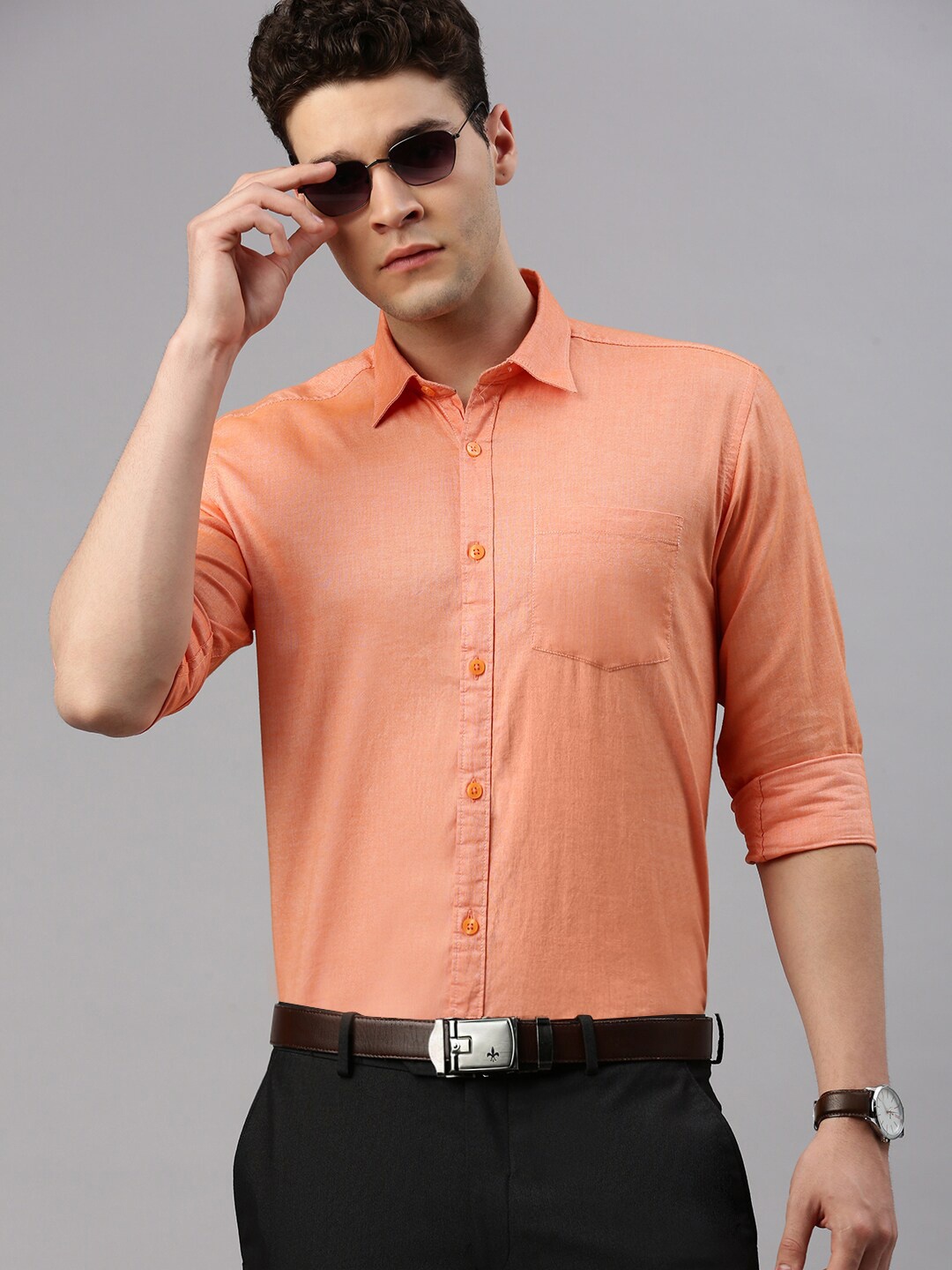 

ZEDD Classic Opaque Cotton Casual Shirt, Orange