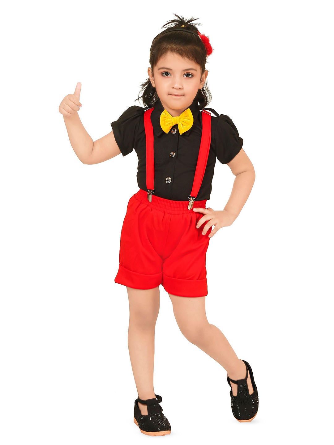

BAESD Girls Shirt with Dungrees, Black