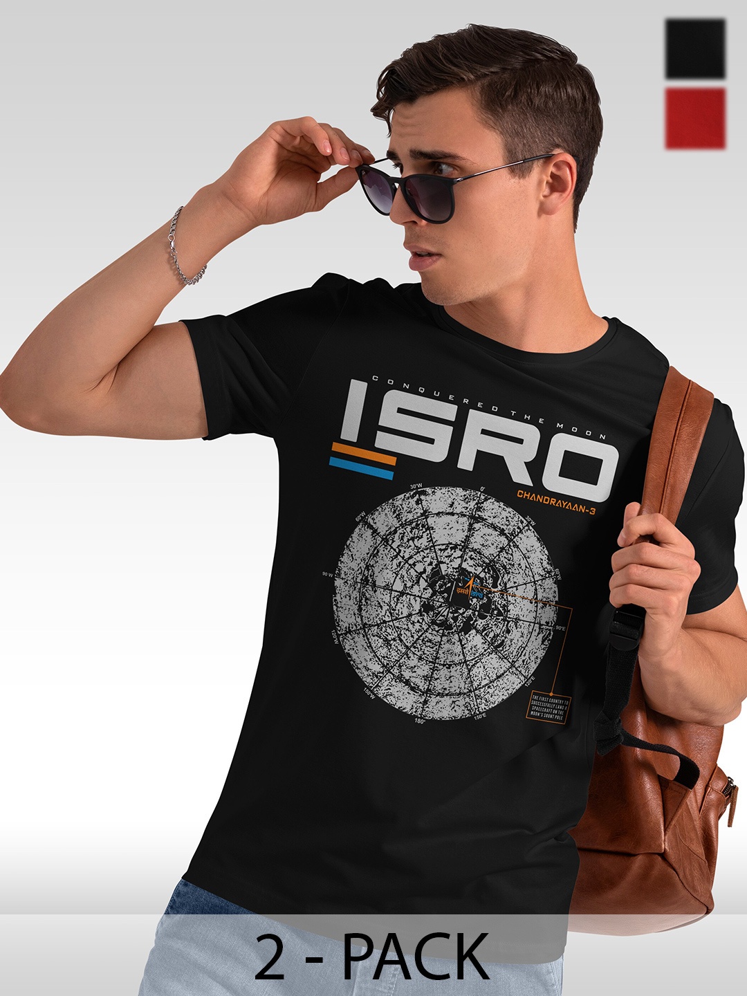 

BAESD Pack Of 2 Typography Printed Round Neck Cotton Casual T-shirts, Black
