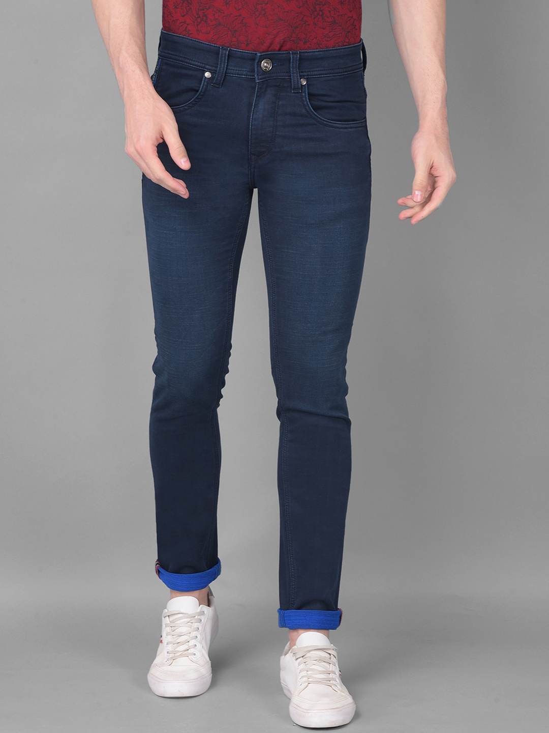 

Canary London Men Smart Skinny Fit Low-Rise Clean Look Stretchable Jeans, Blue