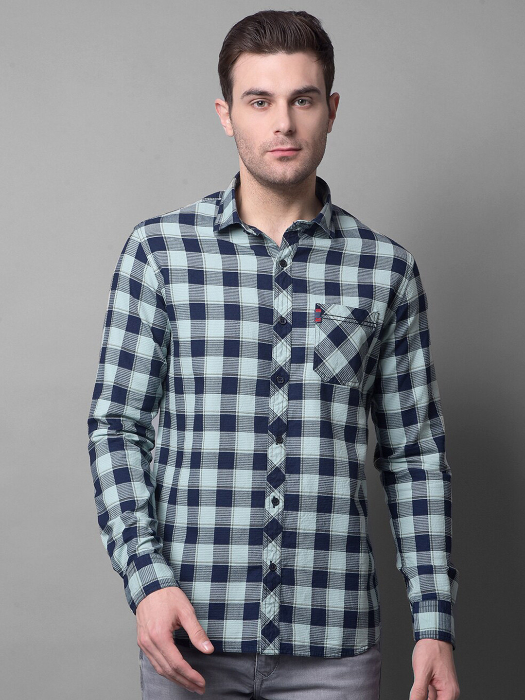 

Canary London Smart Slim Fit Buffalo Checked Casual Cotton Shirt, Green