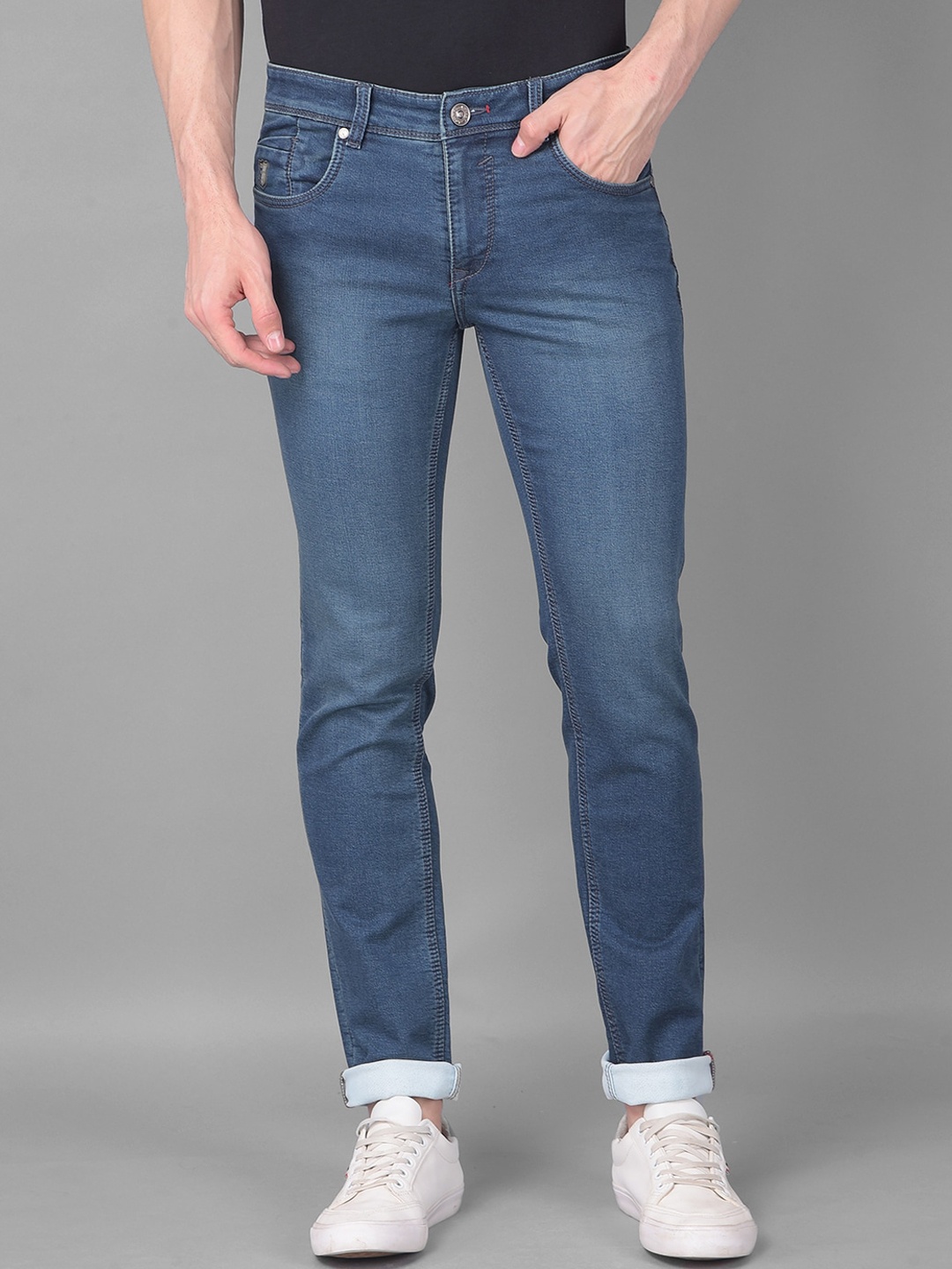 

Canary London Men Smart Skinny Fit Low-Rise Light Fade Stretchable Jeans, Blue