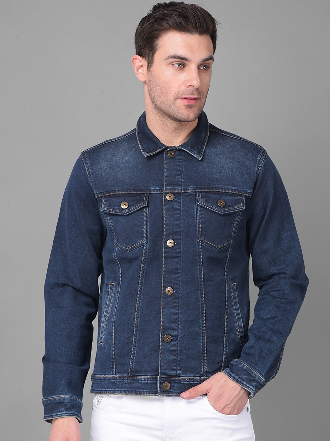 

Canary London Spread Collar Long Sleeves Denim Jacket, Blue
