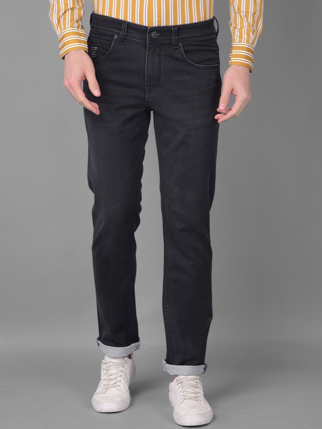 

Canary London Men Smart Slim Fit Low-Rise Clean Look Stretchable Jeans, Black