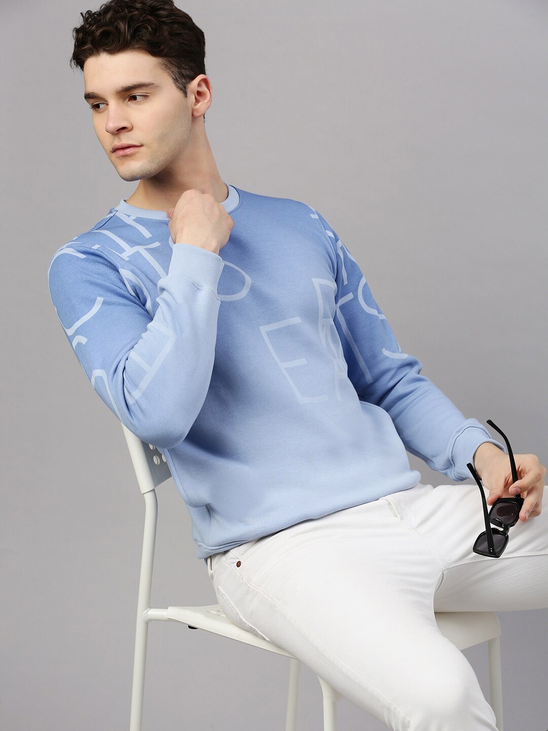 

ZEDD Typography Printed Cotton Pullover Sweatshirt, Blue
